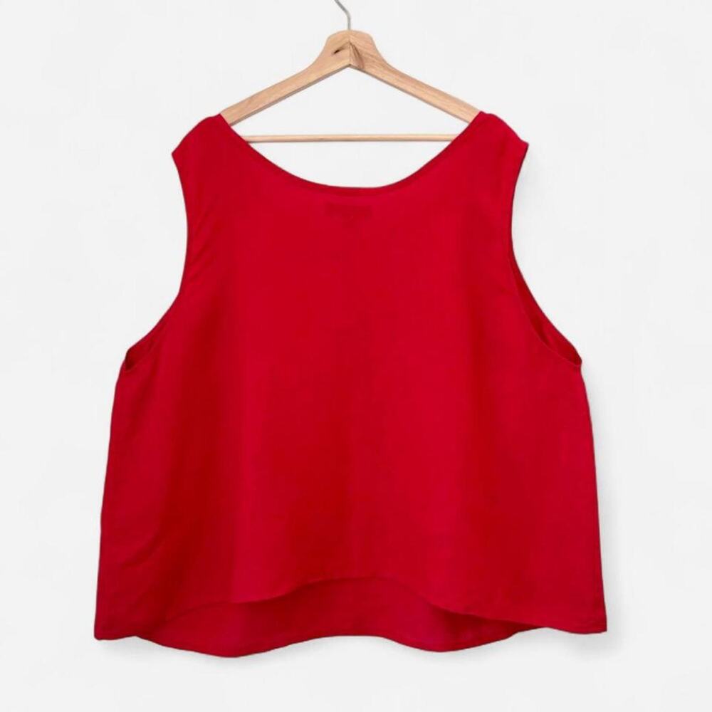 FLAX 3G Red 100% Linen Sleeveless Tank Plus Size Lagenlook Boho Summer- Size 3XL - Picture 2 of 5